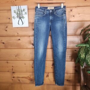 Levi's Made & Crafted Empire Skinny Leather Patch Jeans Stone Wash Stretch Sz 27